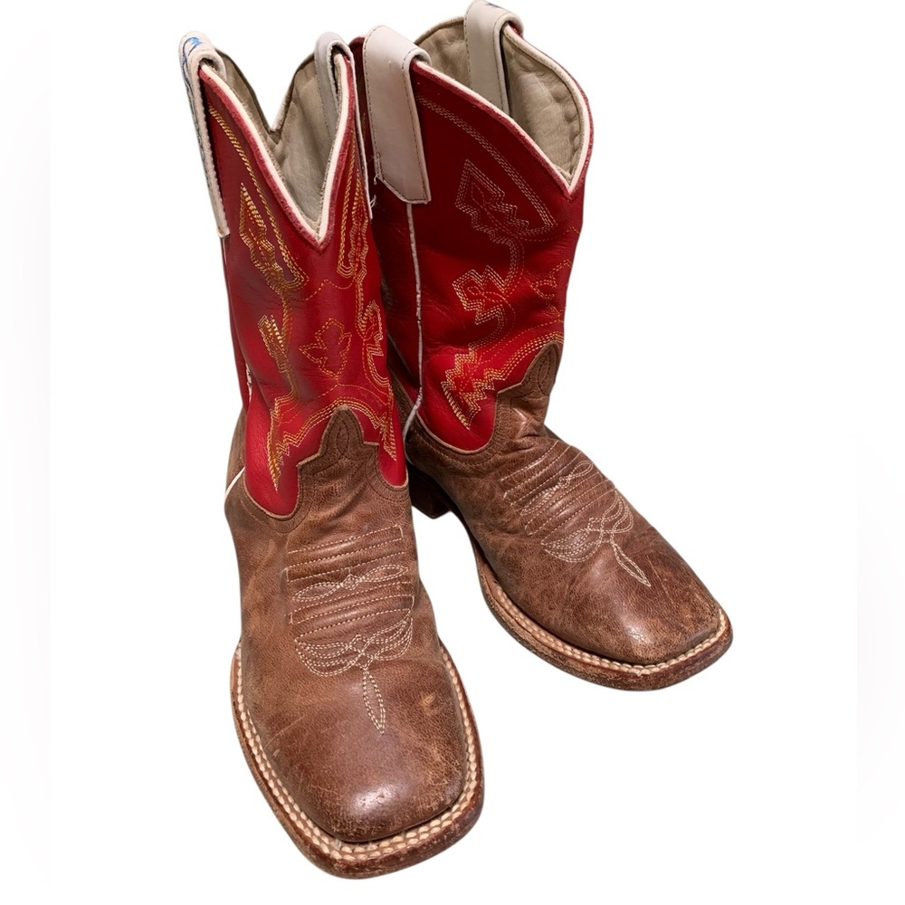 Anderson Bean Red and Brown Cowboy Boots